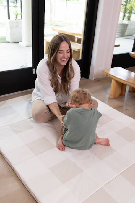 Tapis de jeu Beige à carreaux+Beige à motifs+Bleu+Vert à motifs 5 - vertbaudet enfant 