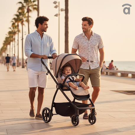 Trio poussette, nacelle, et siège auto Rodas Beige+Noir 2 - vertbaudet enfant 