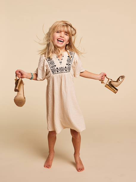 Robe brodée fille Capsule mère-fille sable 2 - vertbaudet enfant 