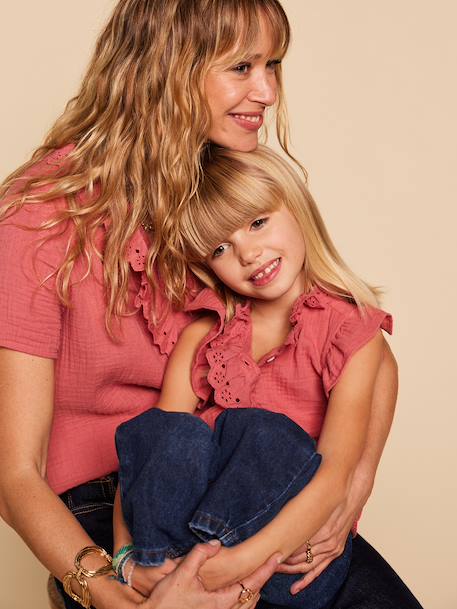 Blouse femme volant gaze Capsule mère-fille vieux rose 5 - vertbaudet enfant 