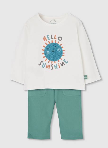 Ensemble bébé t-shirt et pantalon coton Blanc 1 - vertbaudet enfant 