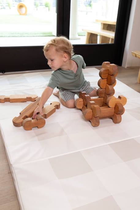 Tapis de jeu Beige à carreaux+Beige à motifs+Bleu+Vert à motifs 6 - vertbaudet enfant 