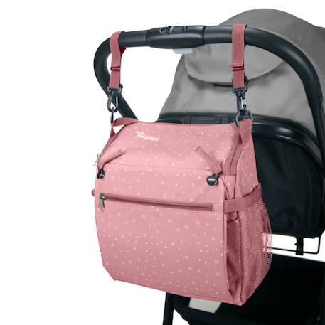 Chaise haute de voyage - sac hummus étoiles Gris+Rose 9 - vertbaudet enfant 