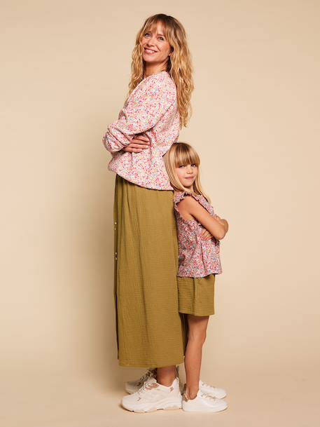 Jupe femme gaze de coton Capsule mère-fille olive 2 - vertbaudet enfant 