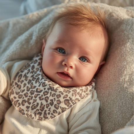 Lot de 3 bavoirs bébé en coton absorbant avec fermeture scratch pour les premiers repas Beige, marron, noir 2 - vertbaudet enfant 