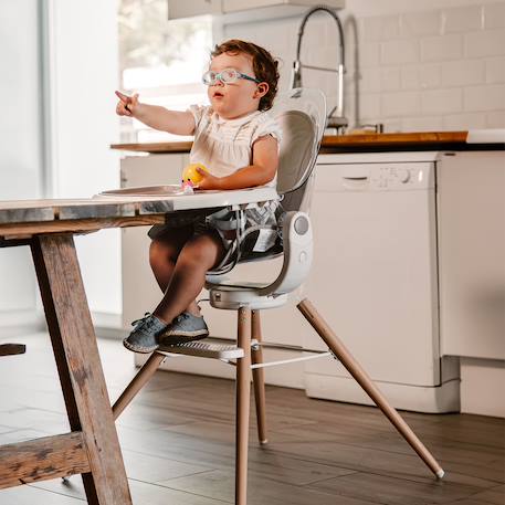 Chaise haute en bois adriá Gris et blanc 3 - vertbaudet enfant 