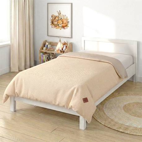 Housse de couette réversible gaze de coton & nid d'abeille Beige+Bleu+Écru+Rose 2 - vertbaudet enfant 