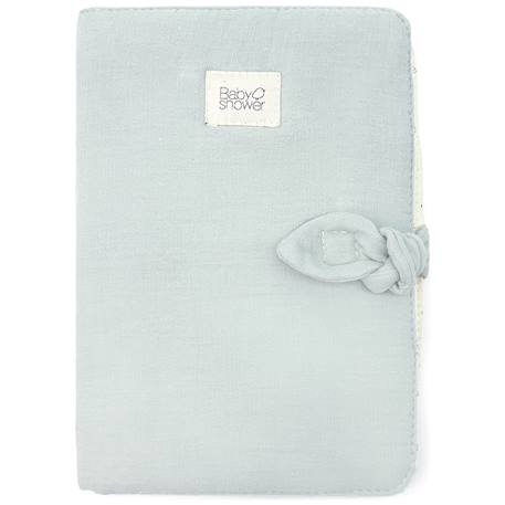 Protège carnet de santé bébé en coton biologique avec compartiments et fermeture scratch Bleu, blanc 1 - vertbaudet enfant 