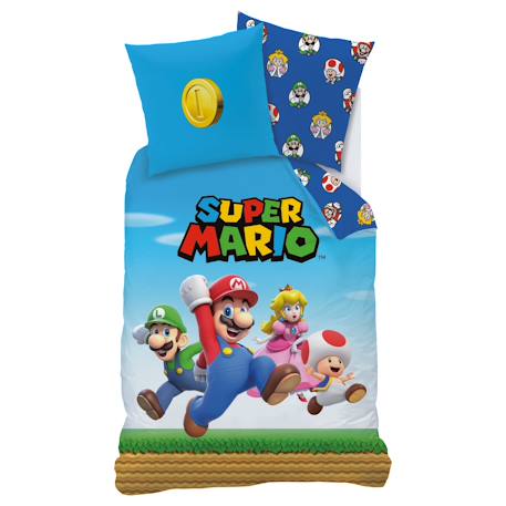 Parure de lit imprimée 100% coton, mario friends Bleu 3 - vertbaudet enfant 