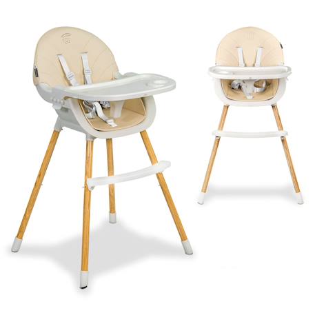 Chaise haute 2 en 1 pliable évolutive Bocuse Beige et blanc 3 - vertbaudet enfant 