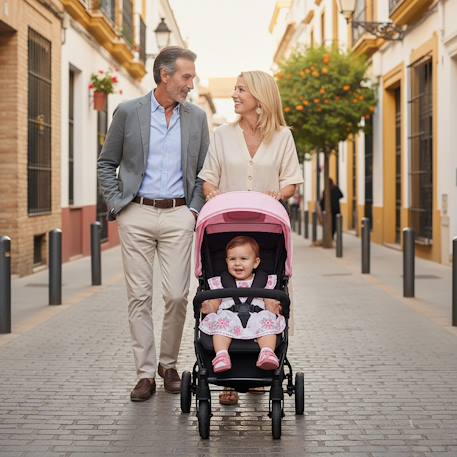 Poussette cadix Huile+Noir+Rose 14 - vertbaudet enfant 
