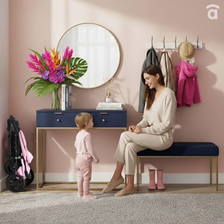 Poussette cadix Huile+Noir+Rose 17 - vertbaudet enfant 