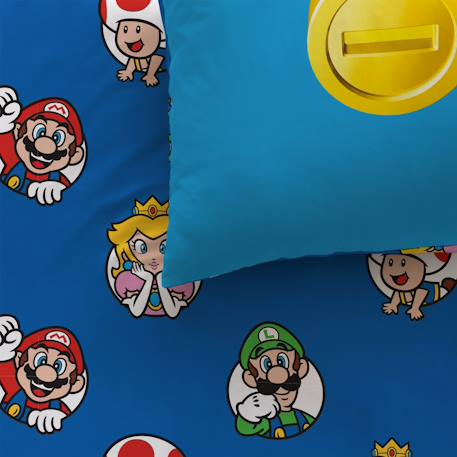 Parure de lit imprimée 100% coton, mario friends Bleu 2 - vertbaudet enfant 