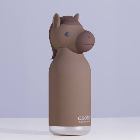 Gourde isotherme enfant avec paille en silicone et décor animal pour boissons chaudes et froides Marron, noir 2 - vertbaudet enfant 