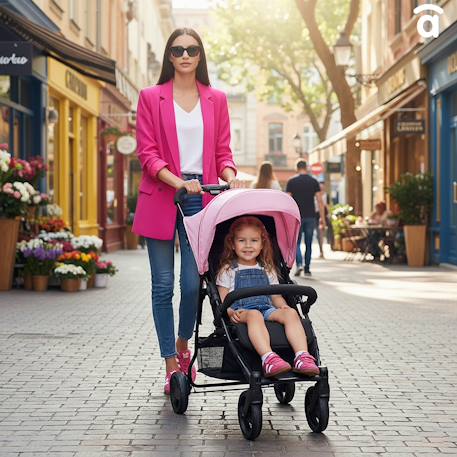 Poussette cadix Huile+Noir+Rose 15 - vertbaudet enfant 
