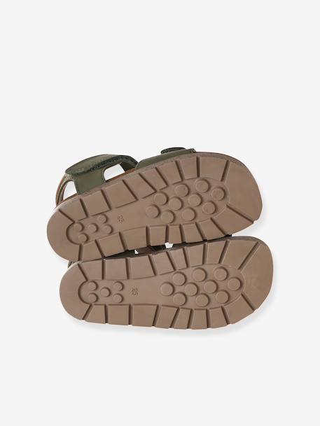 Sandales cuir enfant à scratchs collection maternelle kaki+marine+sable 5 - vertbaudet enfant 