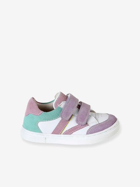 Baskets bébé cuir à scratchs lot violet 2 - vertbaudet enfant 