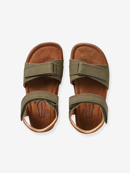 Sandales cuir enfant à scratchs collection maternelle kaki+marine+sable 4 - vertbaudet enfant 