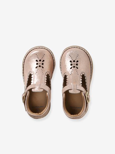 Salomé bébé cuir blanc+rose poudré 11 - vertbaudet enfant 