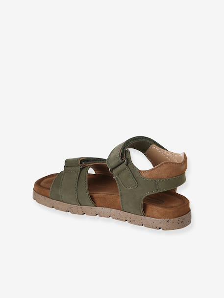Sandales cuir enfant à scratchs collection maternelle kaki+marine+sable 3 - vertbaudet enfant 