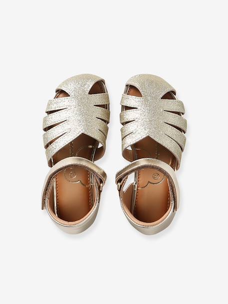 Ballerines fille cuir ouverte or 4 - vertbaudet enfant 