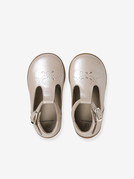 Chaussures salomés bébé fille cuir boucle beige irisé+blanc 4 - vertbaudet enfant 