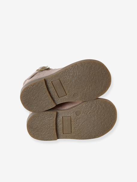 Salomé bébé cuir blanc+rose poudré 12 - vertbaudet enfant 