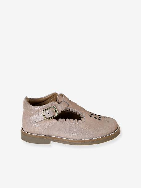 Salomé bébé cuir blanc+rose poudré 9 - vertbaudet enfant 