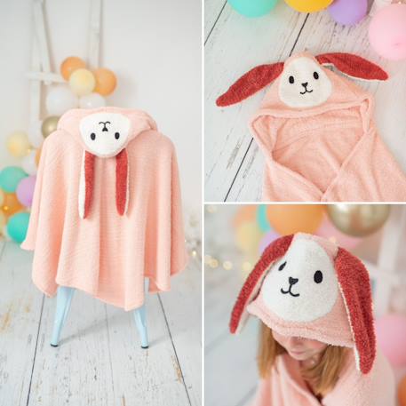 Serviette cape lapin en tissu éponge doux Pink 5 - vertbaudet enfant 