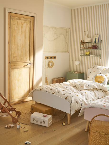 Lit enfant CONFETTI blanc/bois+rose 1 - vertbaudet enfant 