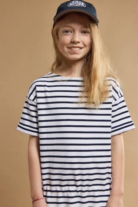 Robe rayée en coton épais enfant Blanc/blue saphir+Blanc/marine deep 8 - vertbaudet enfant 
