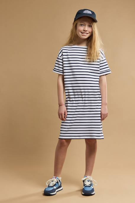 Fille-Robe-Robe rayée en coton épais enfant