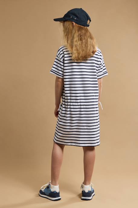 Robe rayée en coton épais enfant Blanc/blue saphir+Blanc/marine deep 4 - vertbaudet enfant 