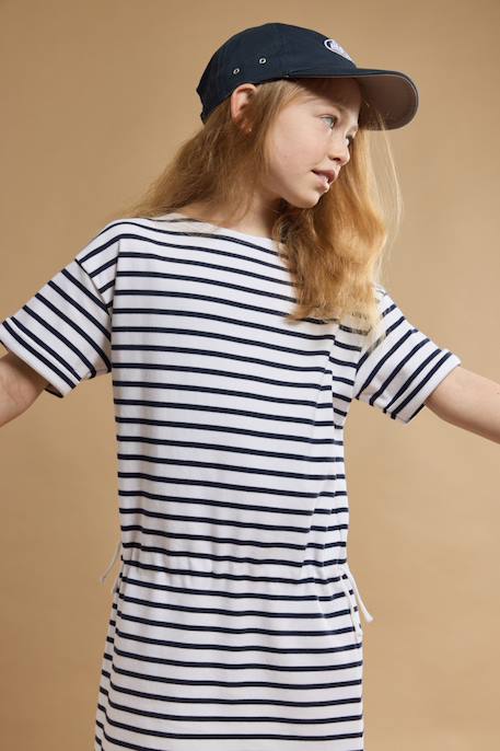 Robe rayée en coton épais enfant Blanc/blue saphir+Blanc/marine deep 5 - vertbaudet enfant 