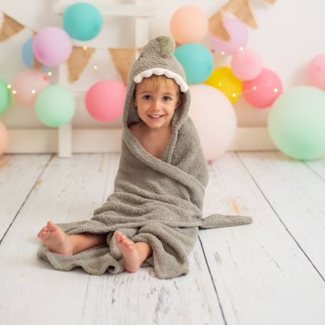 Serviette cape dinosaure en tissu éponge doux Grey 1 - vertbaudet enfant 