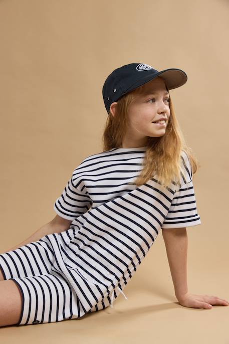 Robe rayée en coton épais enfant Blanc/blue saphir+Blanc/marine deep 7 - vertbaudet enfant 