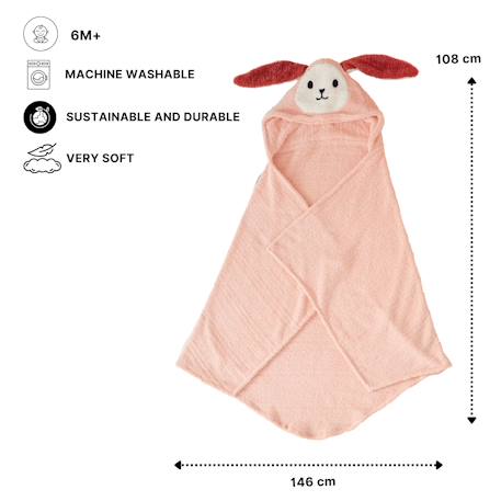Serviette cape lapin en tissu éponge doux Pink 6 - vertbaudet enfant 