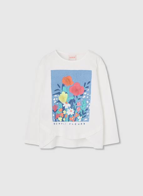 T-shirt fille coton manches longues Blanc 1 - vertbaudet enfant 