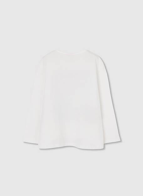 T-shirt fille coton manches longues Blanc 2 - vertbaudet enfant 