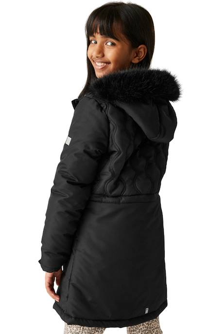 Doudoune longue / Veste matelassée à capuche fille Bleu marine+Kaki foncé+Lilas clair+Noir 23 - vertbaudet enfant 