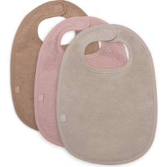 Puériculture-Lot de 3 bavoirs en éponge wild rose-nougat-biscuit