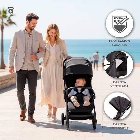 Poussette plis plas Beige+Noir dorée 3 - vertbaudet enfant 