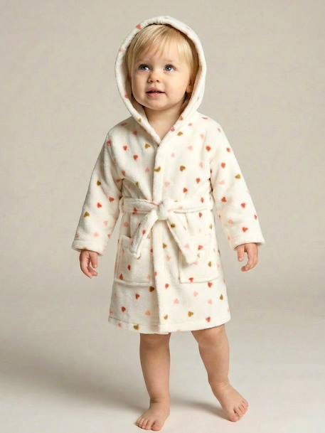 Peignoir bébé COEUR, avec coton recyclé blanc imprimé 6 - vertbaudet enfant 