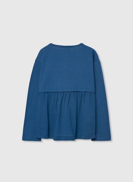 T-shirt fille manches longues coton Bleu 2 - vertbaudet enfant 