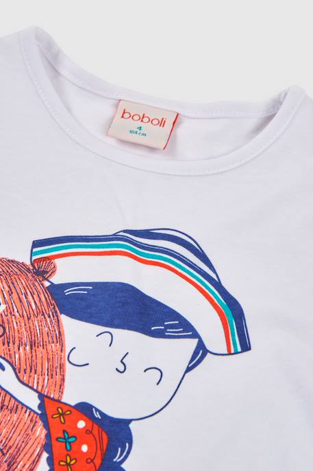 T-shirt fille coton imprimé Blanc 3 - vertbaudet enfant 