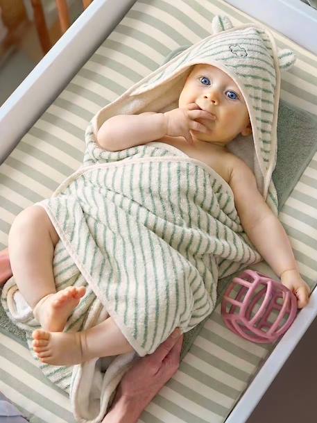 Cape de bain personnalisable et gant de toilette BIO vert sauge 2 - vertbaudet enfant 