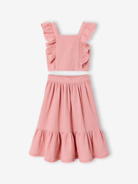 Ensemble fille cérémonie blouse jupe à volant blush+vert sauge 4 - vertbaudet enfant 
