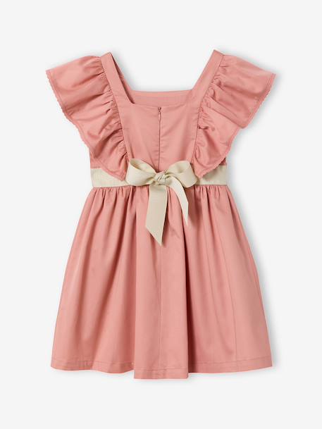 Robe cérémonie fille ceinture dorée blanc+blush 10 - vertbaudet enfant 