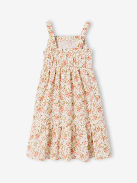Robe mi longue imprimée fleurs écru 2 - vertbaudet enfant 