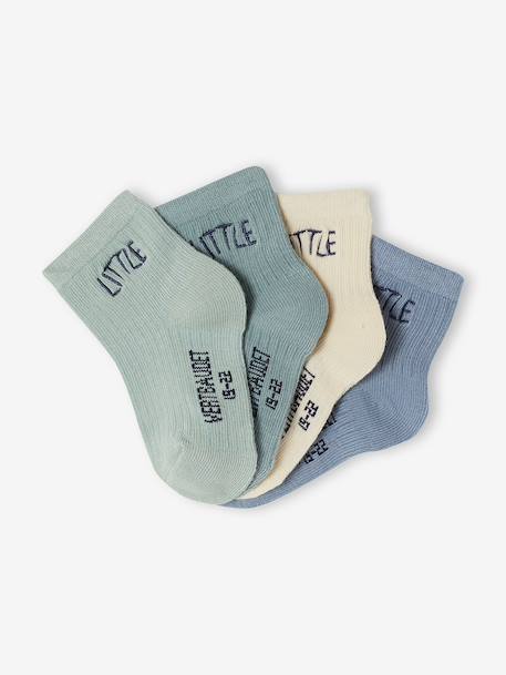 Lot de 4 paires de chaussettes 'little' bébé bleu pâle+corail+marine+rose pâle 2 - vertbaudet enfant 